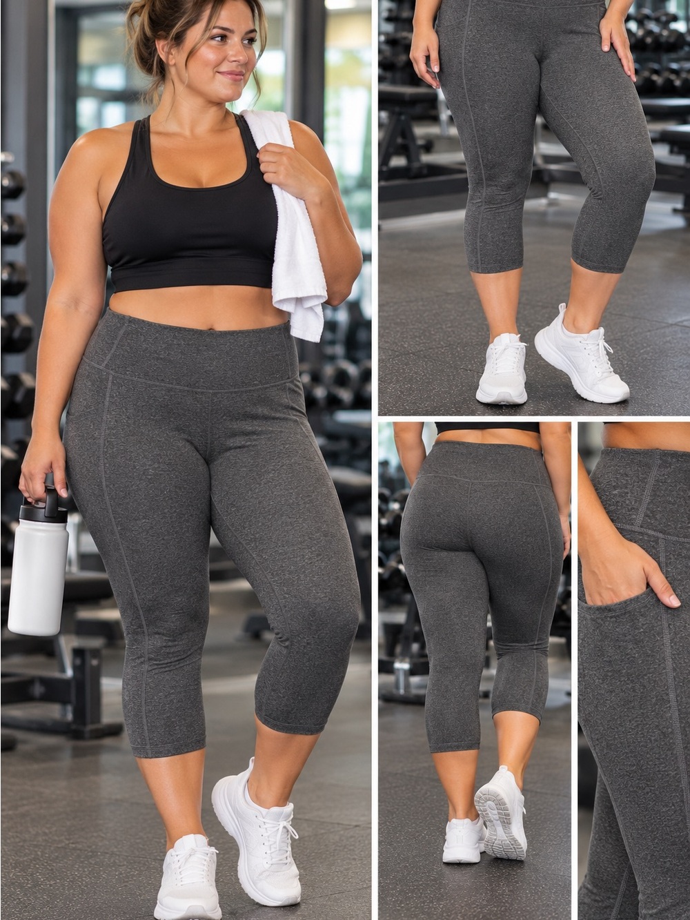 all in motion Dark Gray High-Rise Capri Leggings with Side Pocket